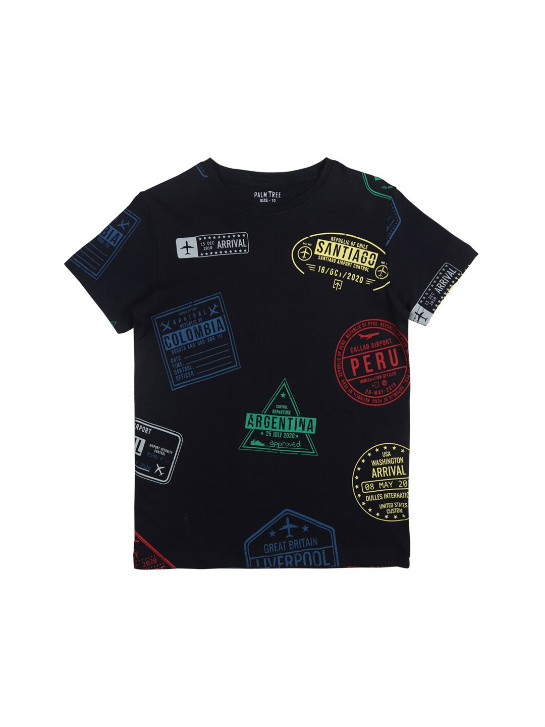 

Palm Tree Boys Typography Printed Cotton T-shirt, Navy blue