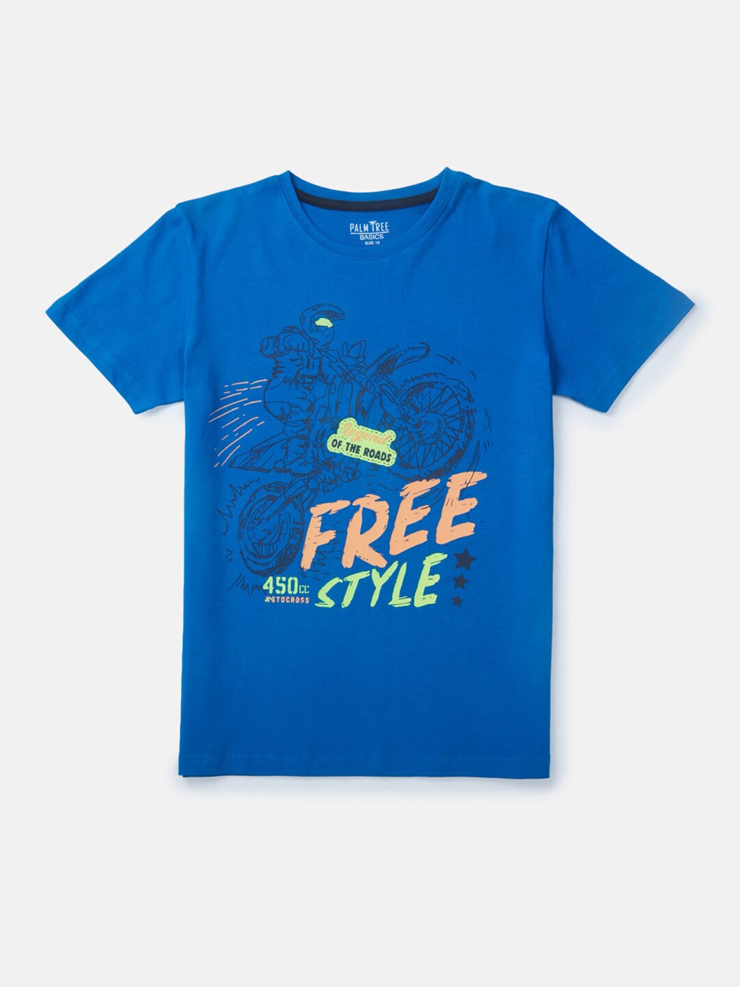 Palm Tree Infant Boys Typography Printed Pure Cotton T-shirt, Blue