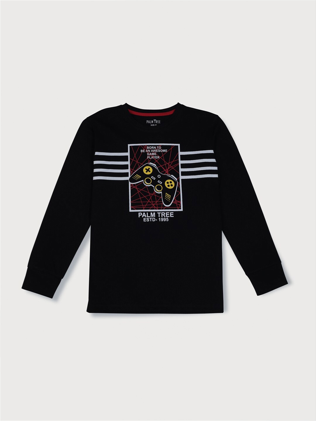 

Palm Tree Boys Graphic Printed Pure Cotton T-shirt, Black