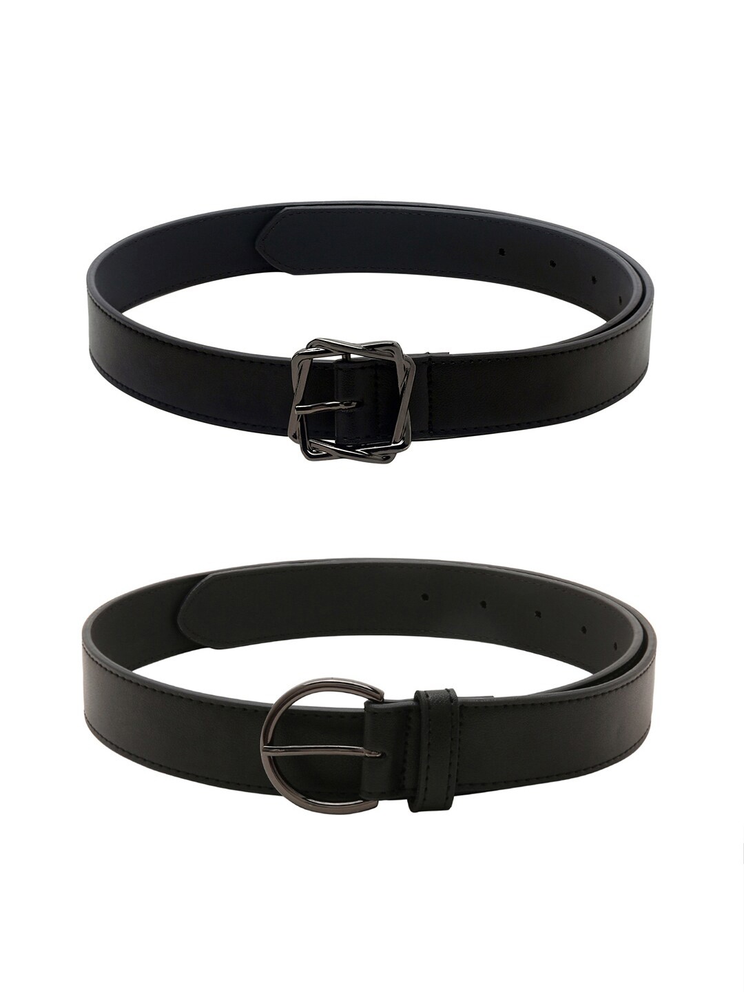 

CRUSSET Women Set of 2 PU Belt, Black