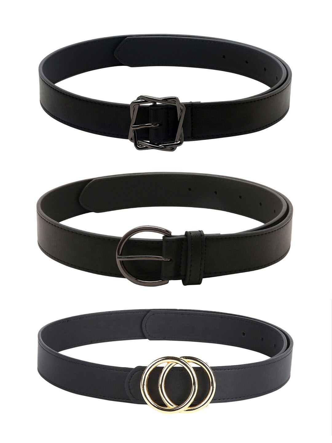 

CRUSSET Women Set Of 3 Belts, Black