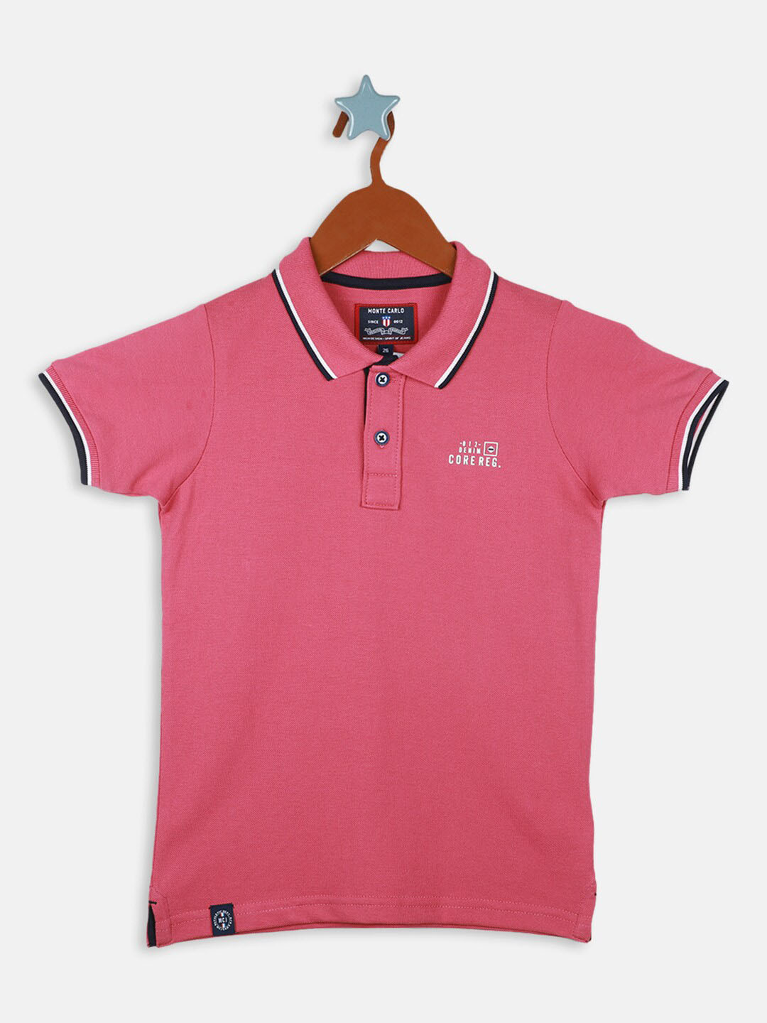 

Monte Carlo Boys Polo Collar Pure Cotton T-shirt, Pink