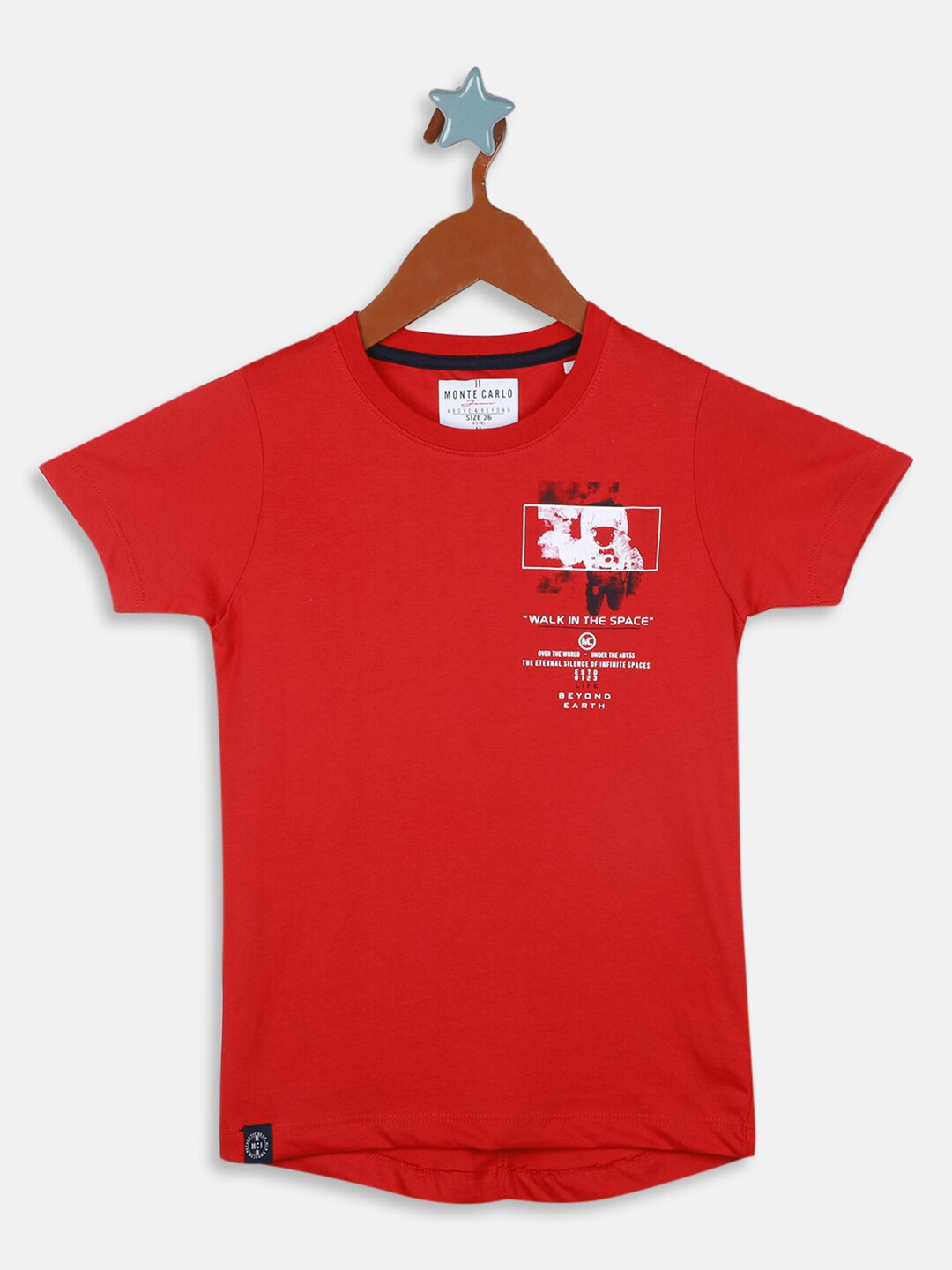 

Monte Carlo Boys Typography Printed Cotton T-Shirt, Red