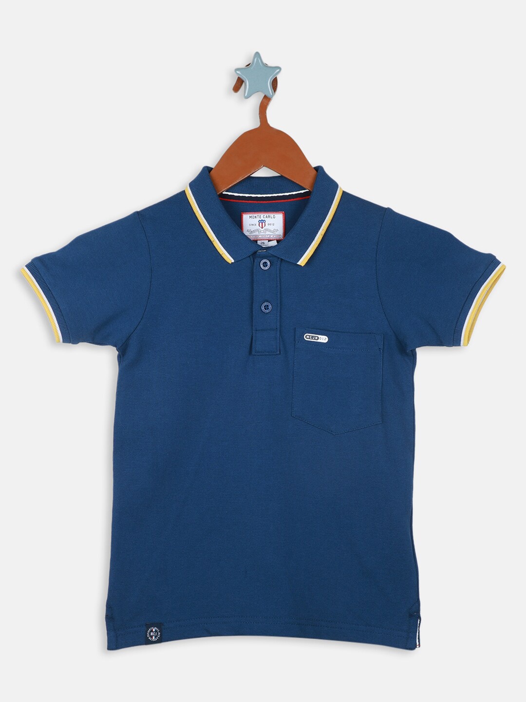 

Monte Carlo Boys Polo Collar Cotton T-shirt, Blue