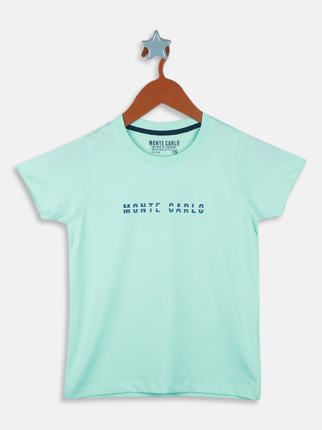 

Monte Carlo Boys Typography Printed Pure Cotton T-shirt, Sea green