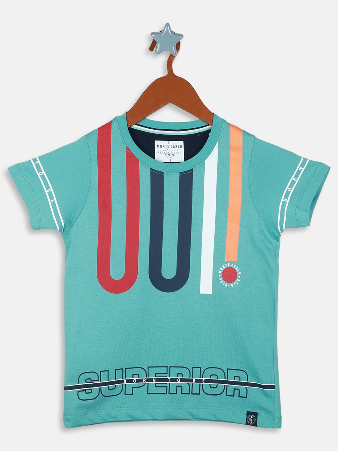 

Monte Carlo Boys Typography Printed Pure Cotton T-shirt, Green