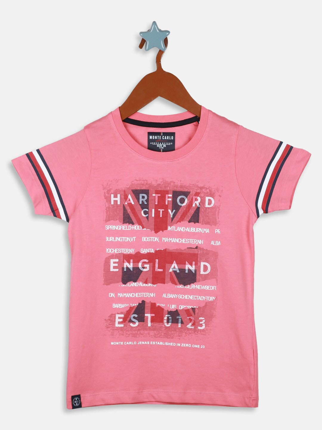

Monte Carlo Boys Typography Printed Cotton T-shirt, Pink