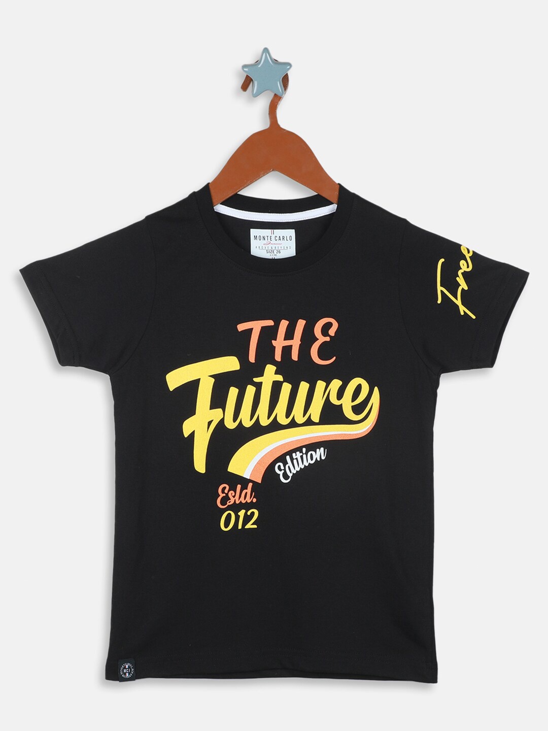 

Monte Carlo Boys Typography Printed Cotton T-shirt, Black