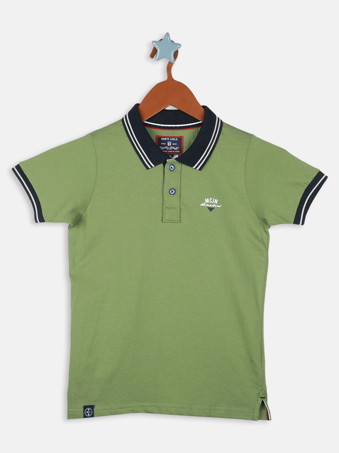 

Monte Carlo Boys Polo Collar Pure Cotton T-shirt, Green