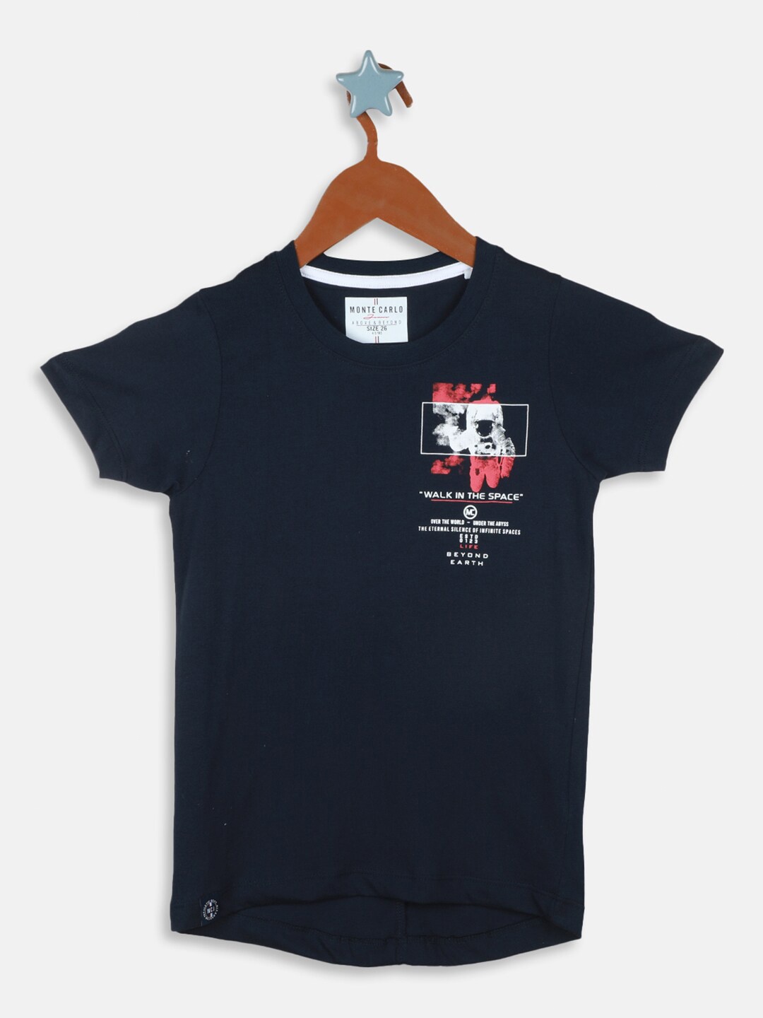 

Monte Carlo Boys Graphic Printed Pure Cotton T-shirt, Navy blue