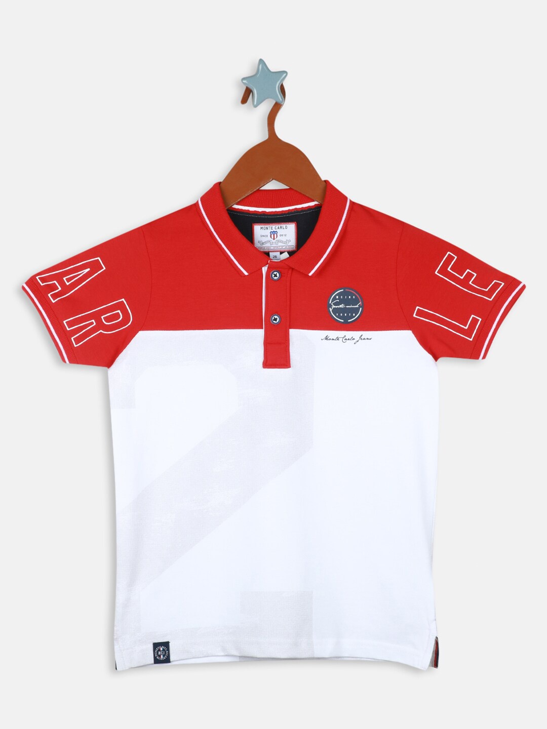 

Monte Carlo Boys Striped Polo Collar T-shirt, Red