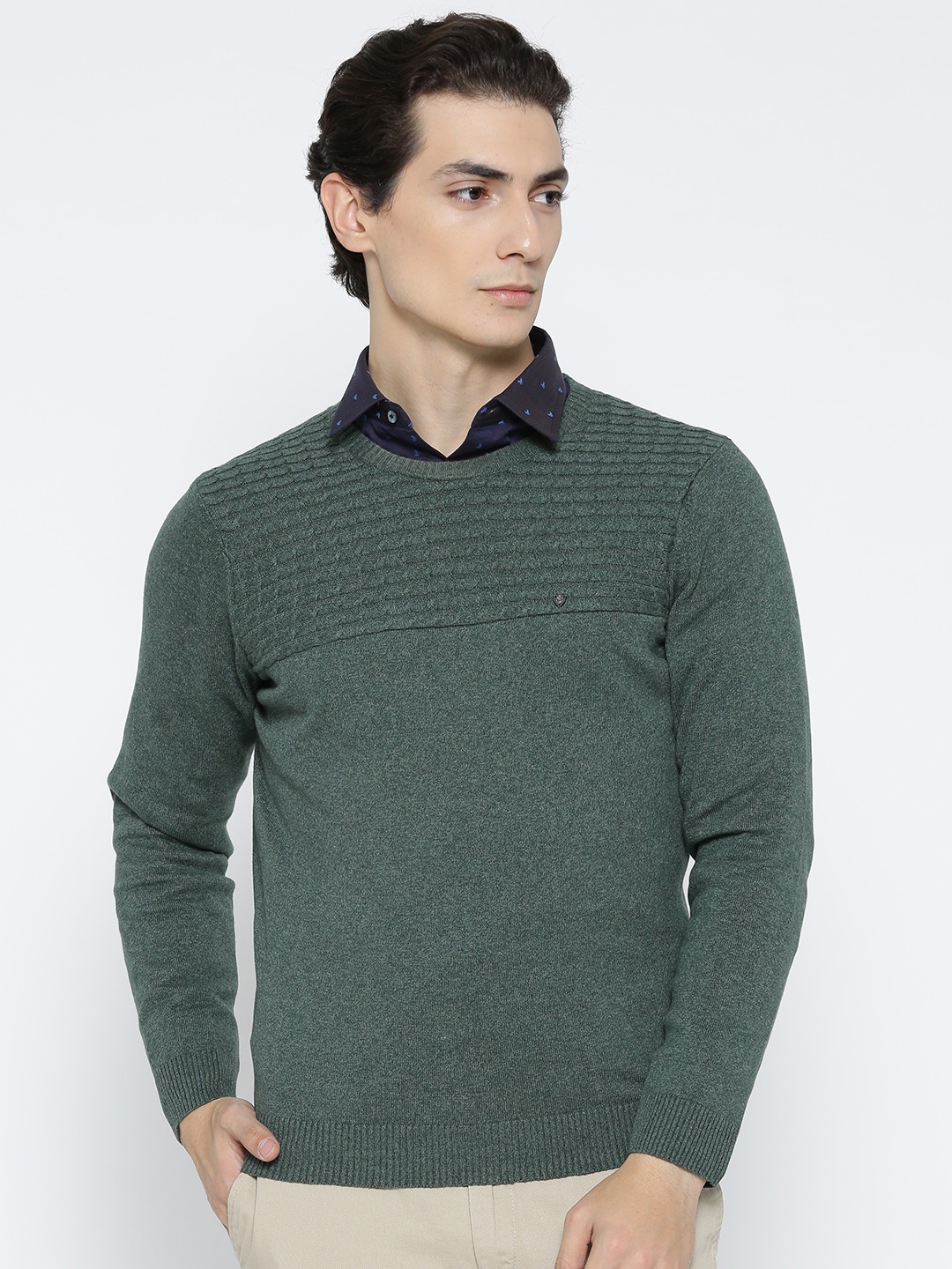 

Blackberrys Men Green Self-Design Sweater