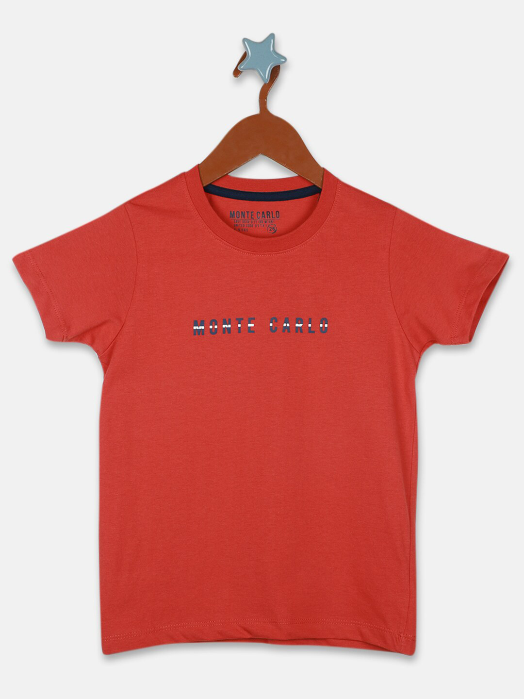 

Monte Carlo Boys Round Neck Short Sleeves Pure Cotton T-shirt, Rust