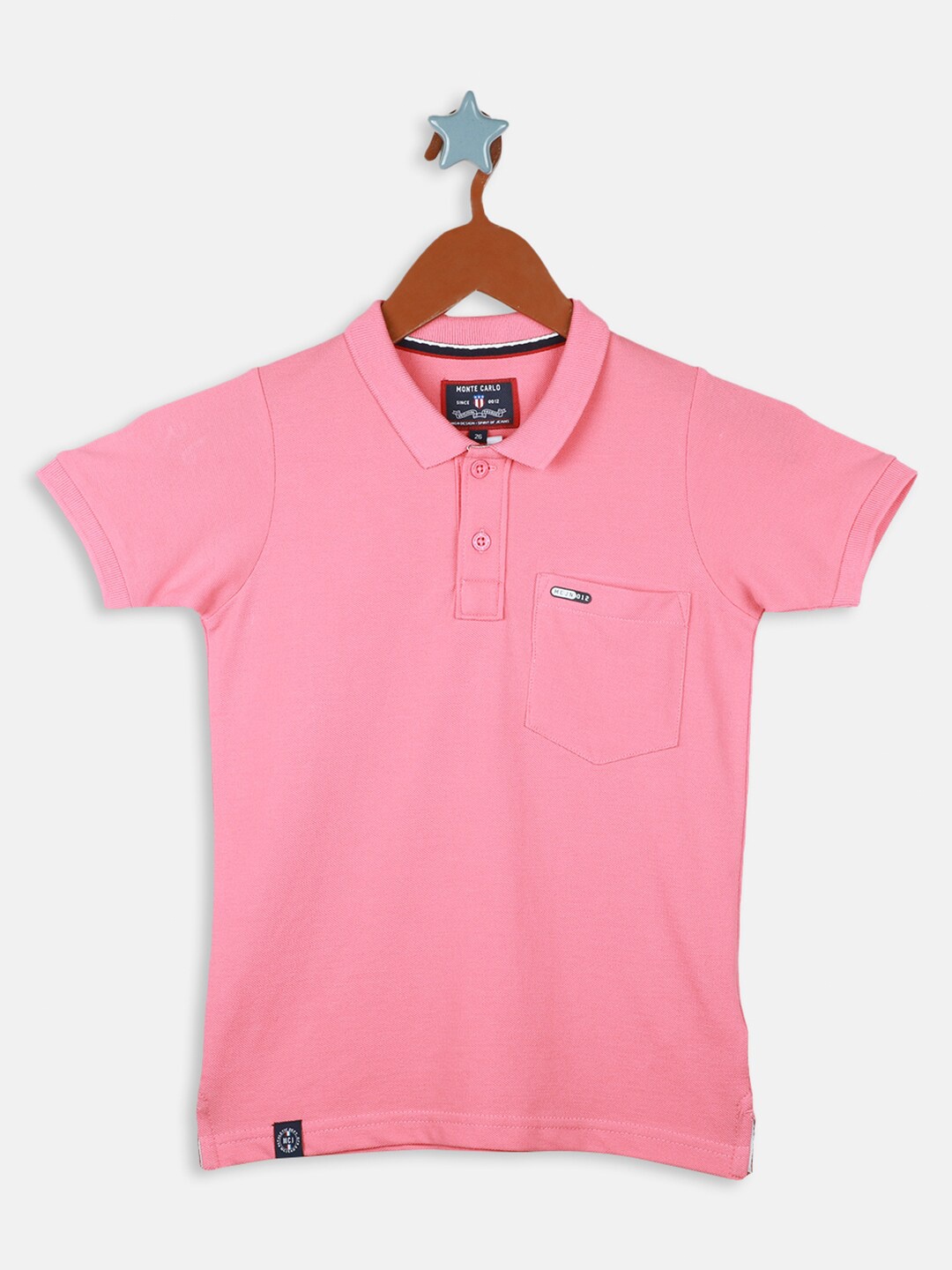 

Monte Carlo Boys Polo Collar Cotton T-shirt, Pink