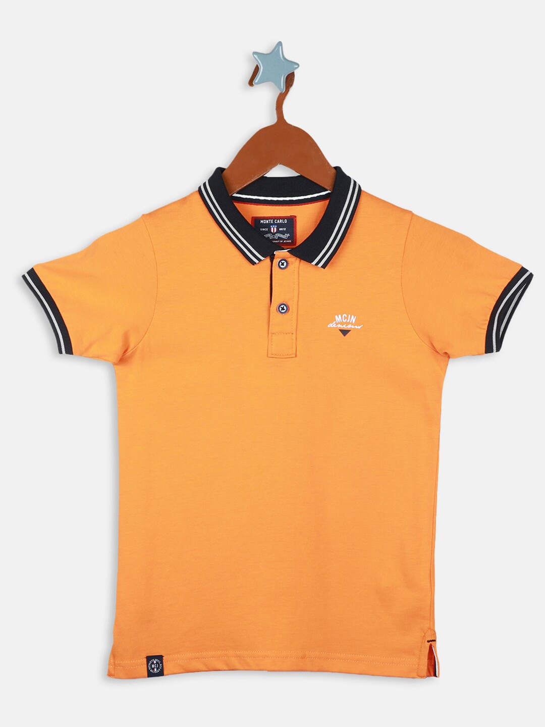 

Monte Carlo Boys Polo Collar Short Sleeves Pure Cotton T-shirt, Orange