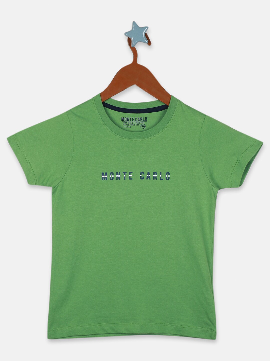 

Monte Carlo Boys Typography Printed Pure Cotton T-shirt, Green