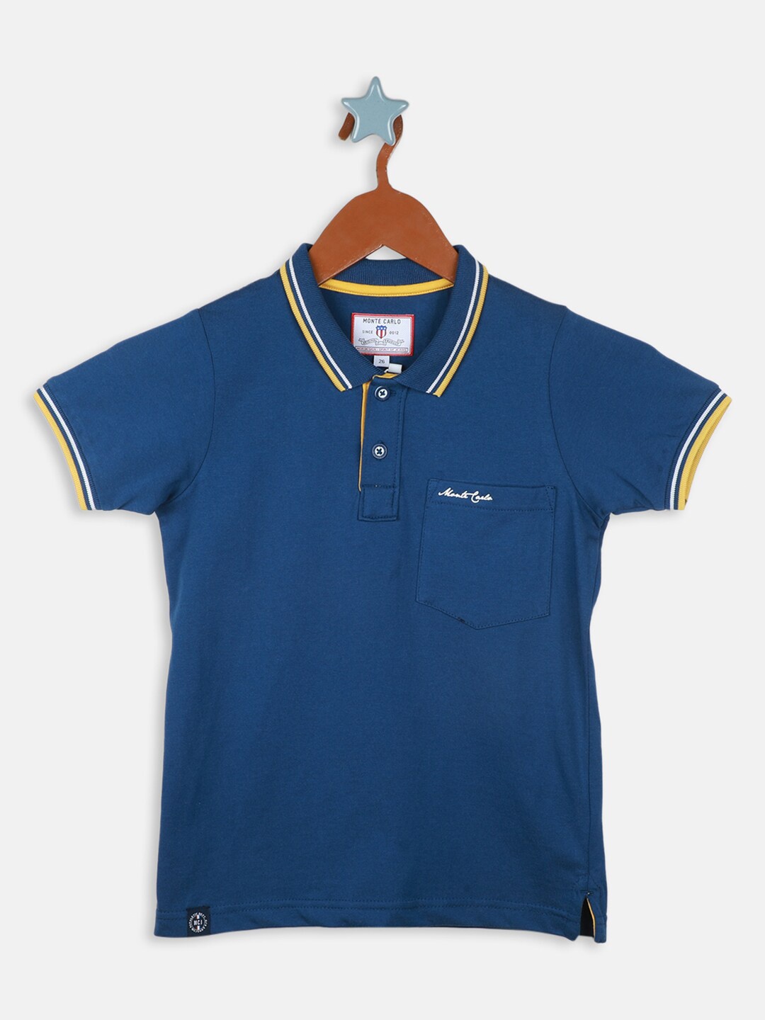 

Monte Carlo Boys Polo Collar Pure Cotton T-shirt, Blue