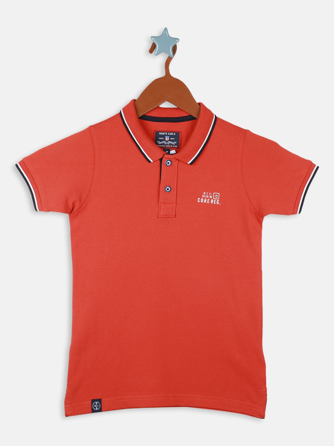 

Monte Carlo Boys Polo Collar Short Sleeves Pure Cotton T-shirt, Rust