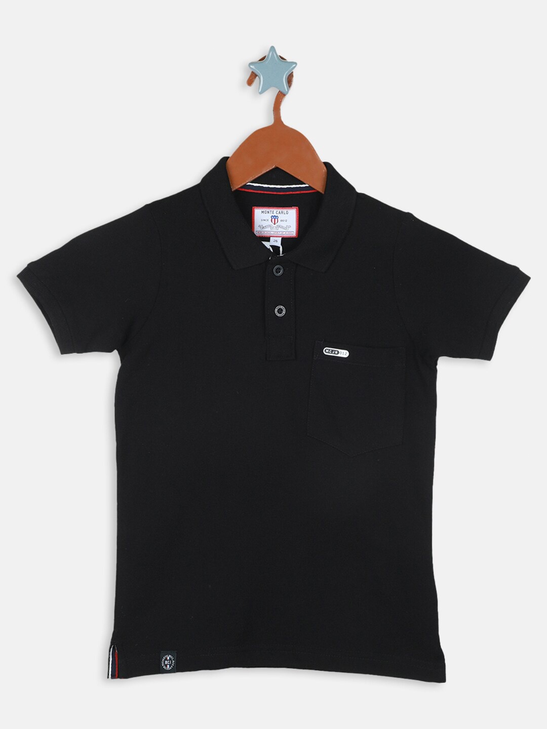 

Monte Carlo Boys Polo Collar Pure Cotton T-shirt, Black