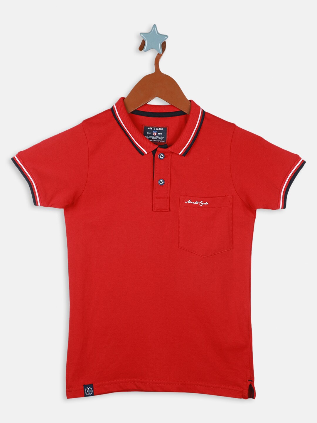 

Monte Carlo Boys Polo Collar Pure Cotton T-shirt, Red