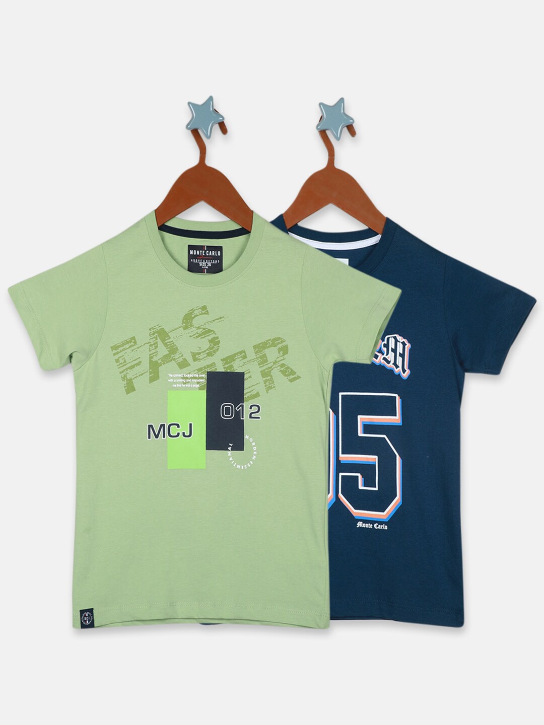 

Monte Carlo Teen Boys Pack Of 2 Typography Printed Pure Cotton T-shirt, Blue