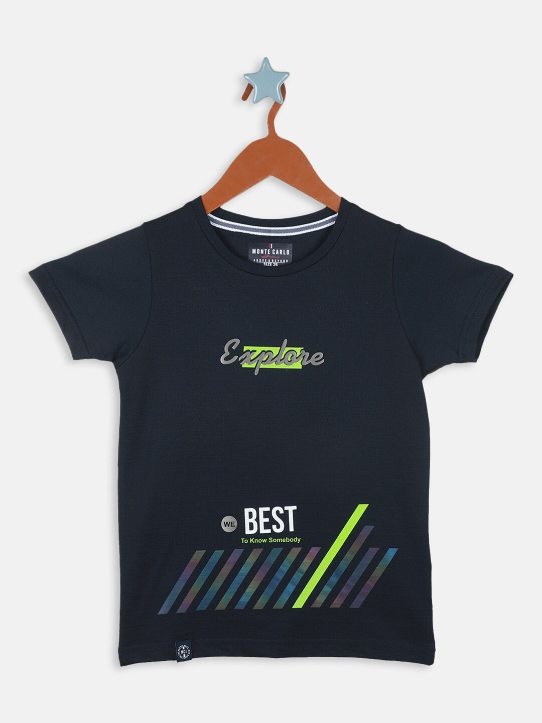 

Monte Carlo Boys Typography Printed Regular Fit T-shirt, Navy blue