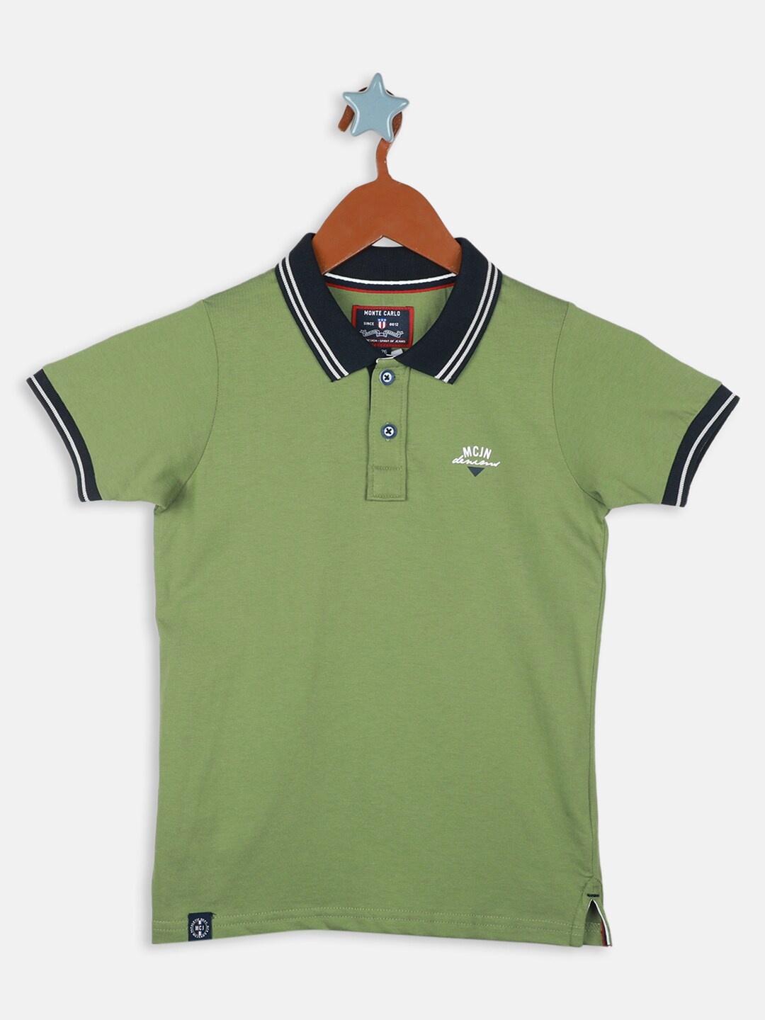 

Monte Carlo Boys Polo Collar Cotton T-shirt, Green