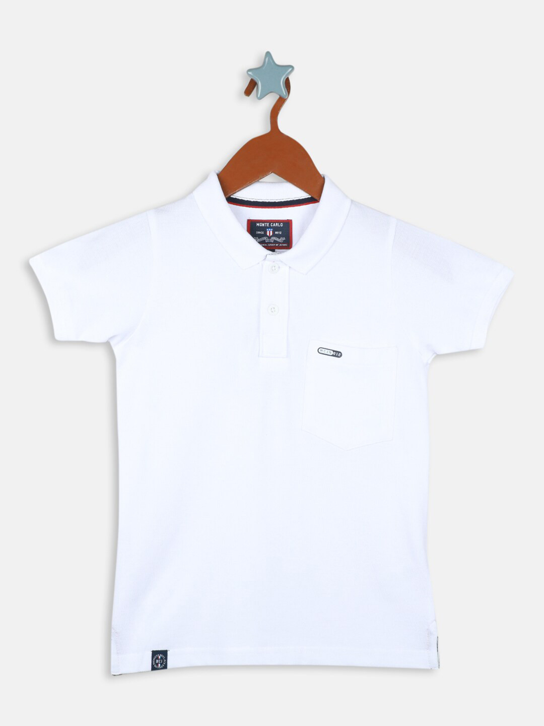 

Monte Carlo Boys Polo Collar Cotton T-shirt, White