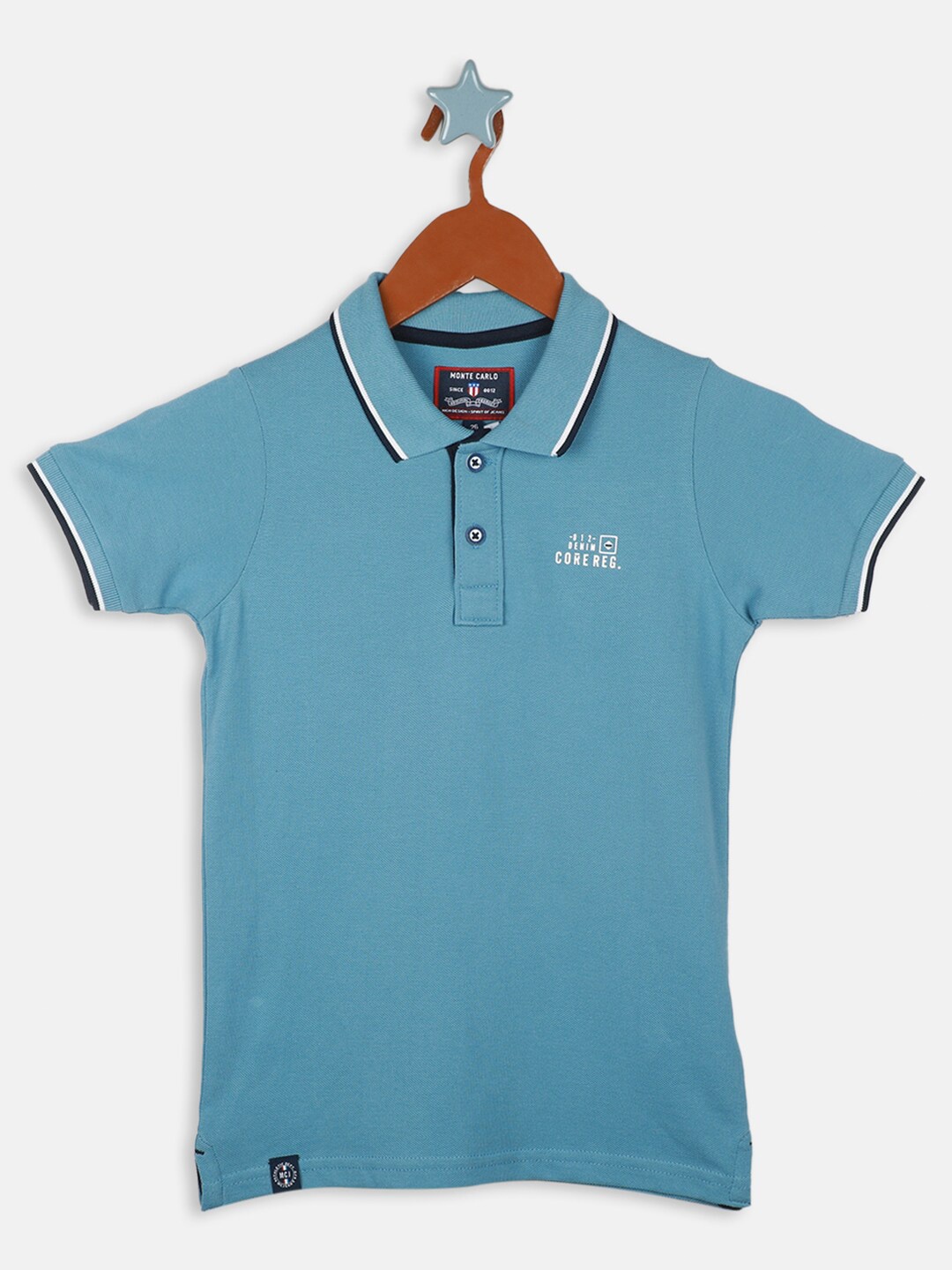 

Monte Carlo Boys Polo Collar Short Sleeves Pure Cotton T-shirt, Blue