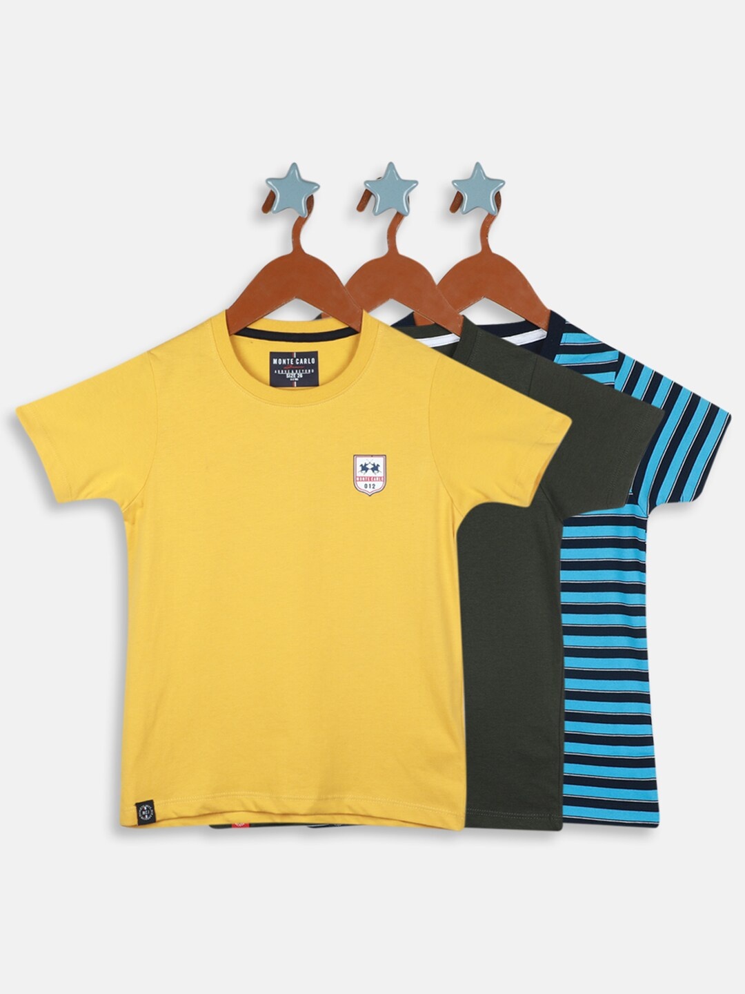 

Monte Carlo Boys Pack Of 3 Pure Cotton T-shirts, Mustard