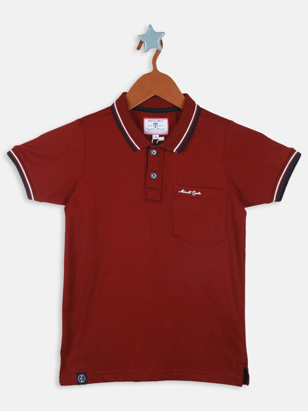 

Monte Carlo Boys Polo Collar Pure Cotton T-shirt, Maroon