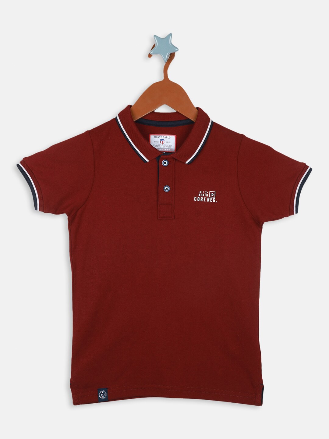 

Monte Carlo Boys Polo Collar Cotton T-shirt, Maroon