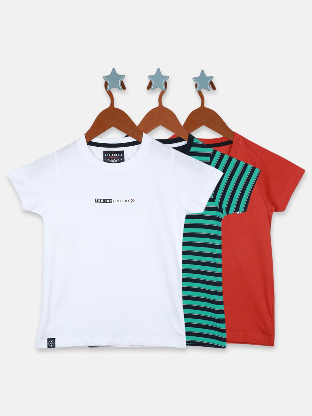

Monte Carlo Boys Pack Of 3 Striped Cotton T-shirt, White