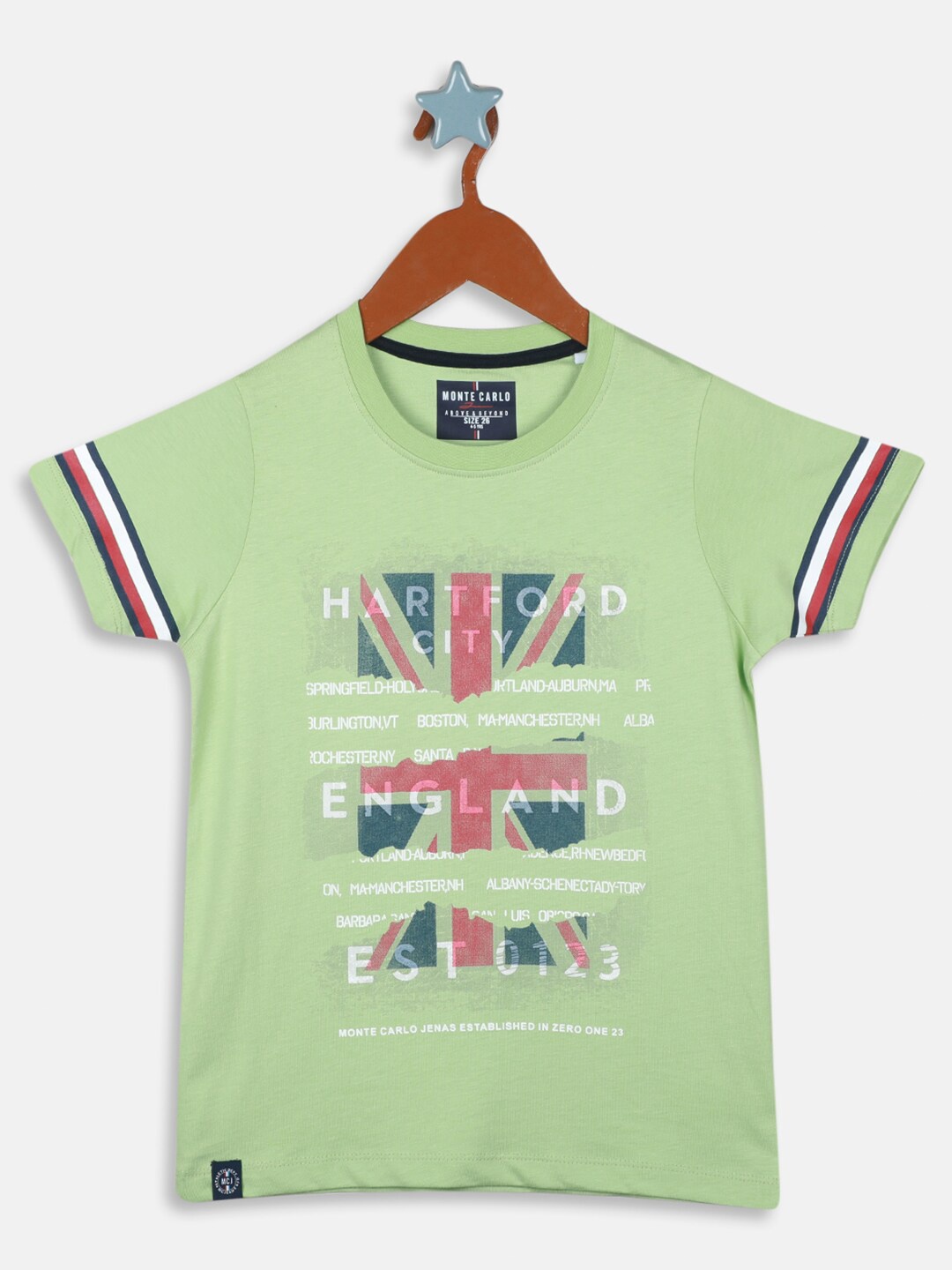 

Monte Carlo Boys Graphic Printed Pure Cotton T-shirt, Green