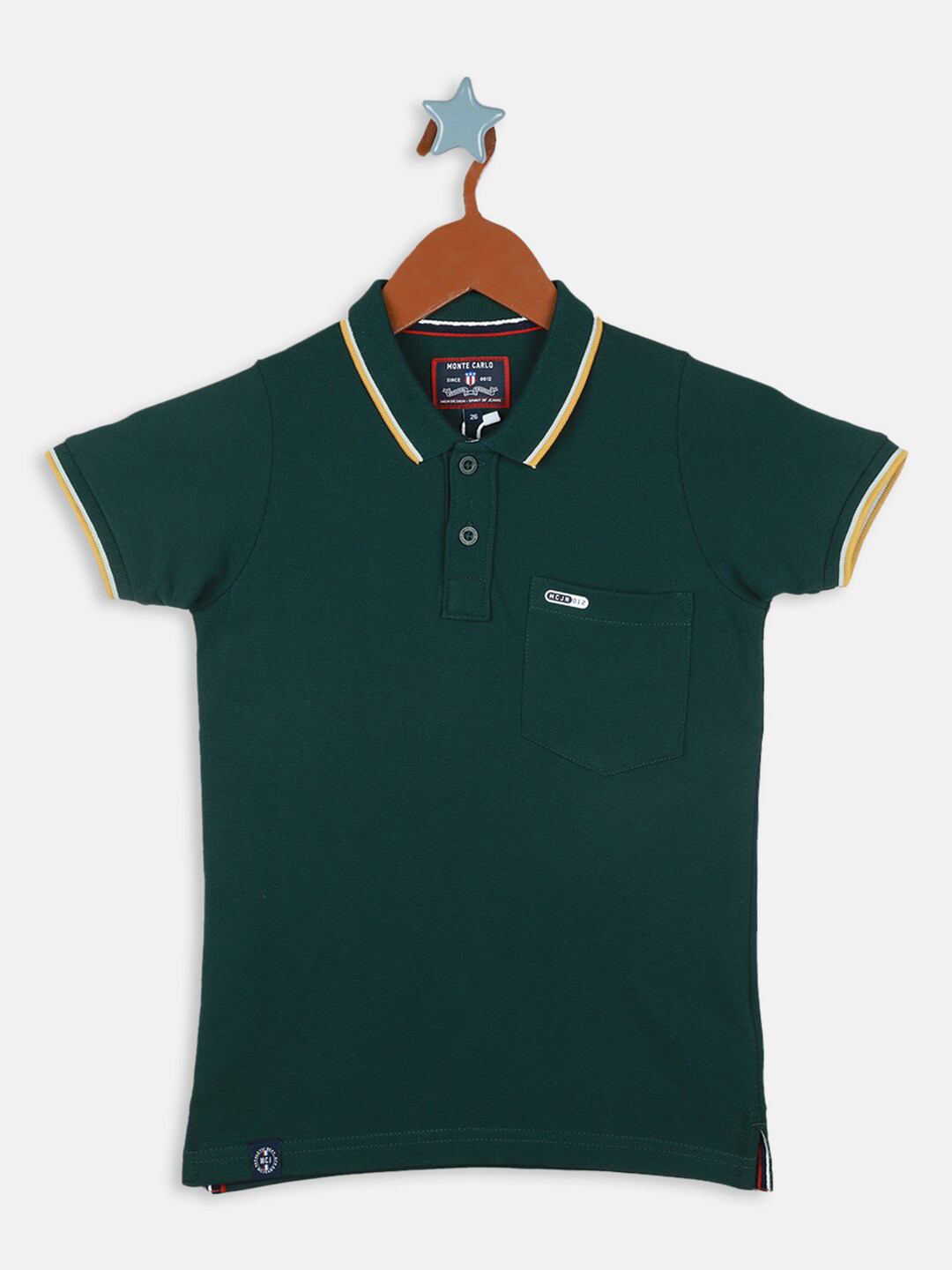 

Monte Carlo Boys Polo Collar Pure Cotton T-shirt, Green