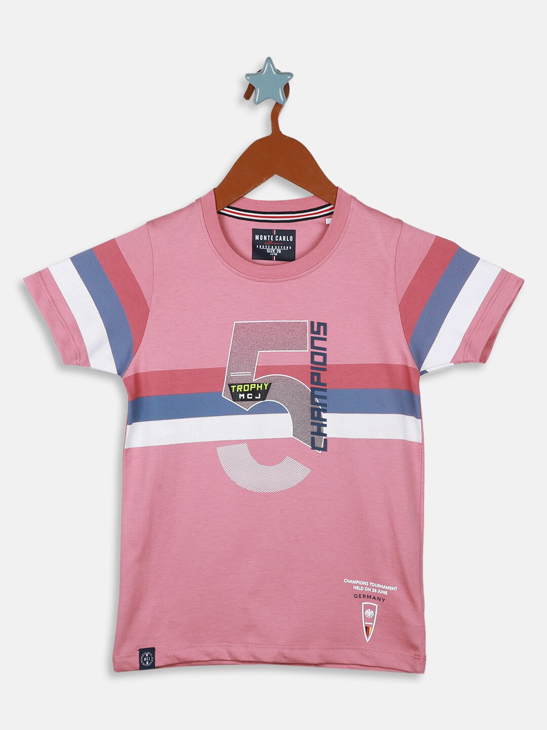 

Monte Carlo Boys Typography Printed Pure Cotton T-shirt, Pink
