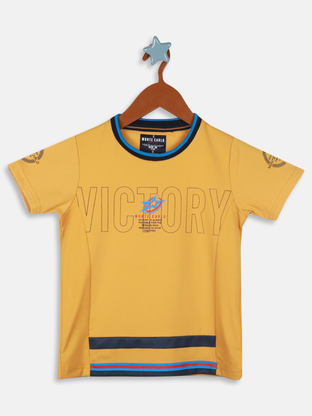 

Monte Carlo Boys Typography Printed T-shirt, Mustard