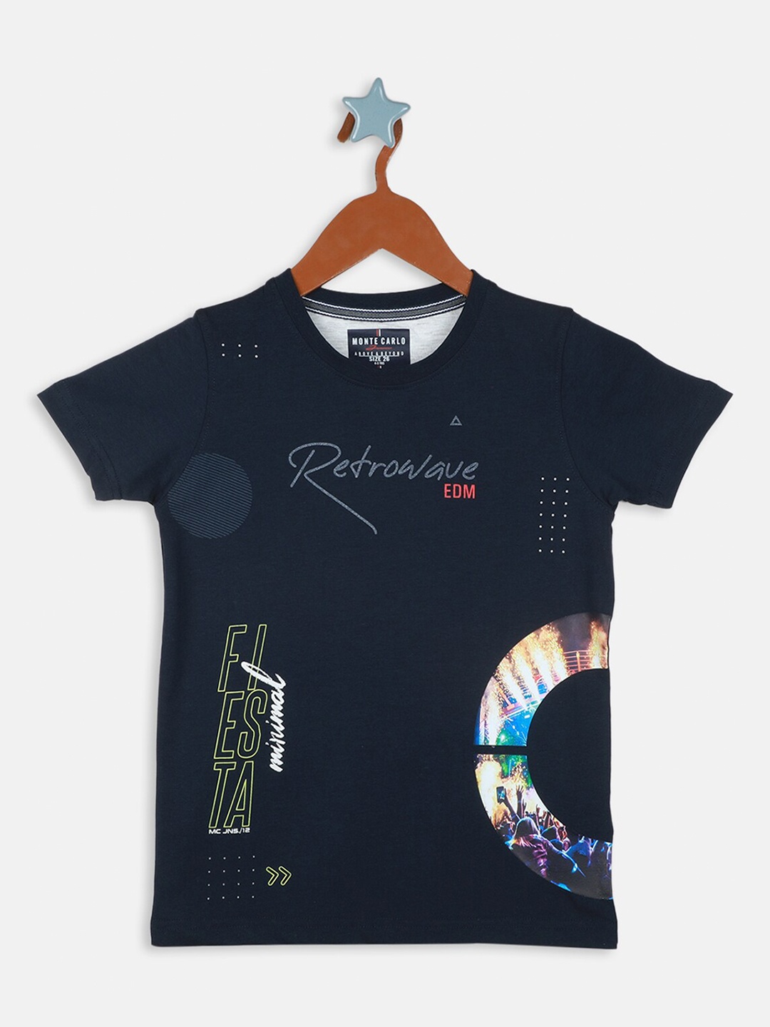 Monte Carlo Boys Typography Printed T-shirt, Navy blue