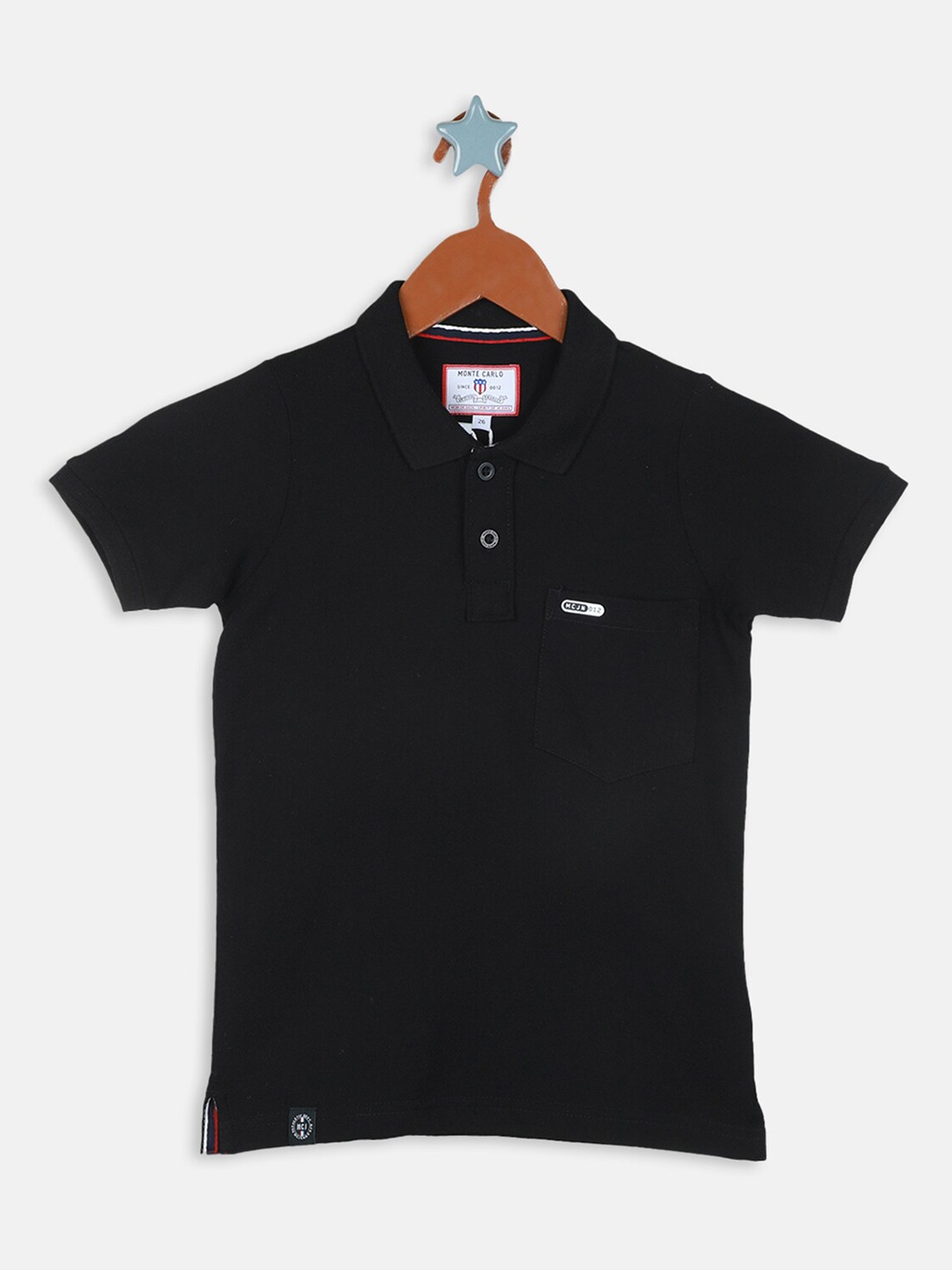 

Monte Carlo Boys Polo Collar Pure Cotton T-shirt, Black