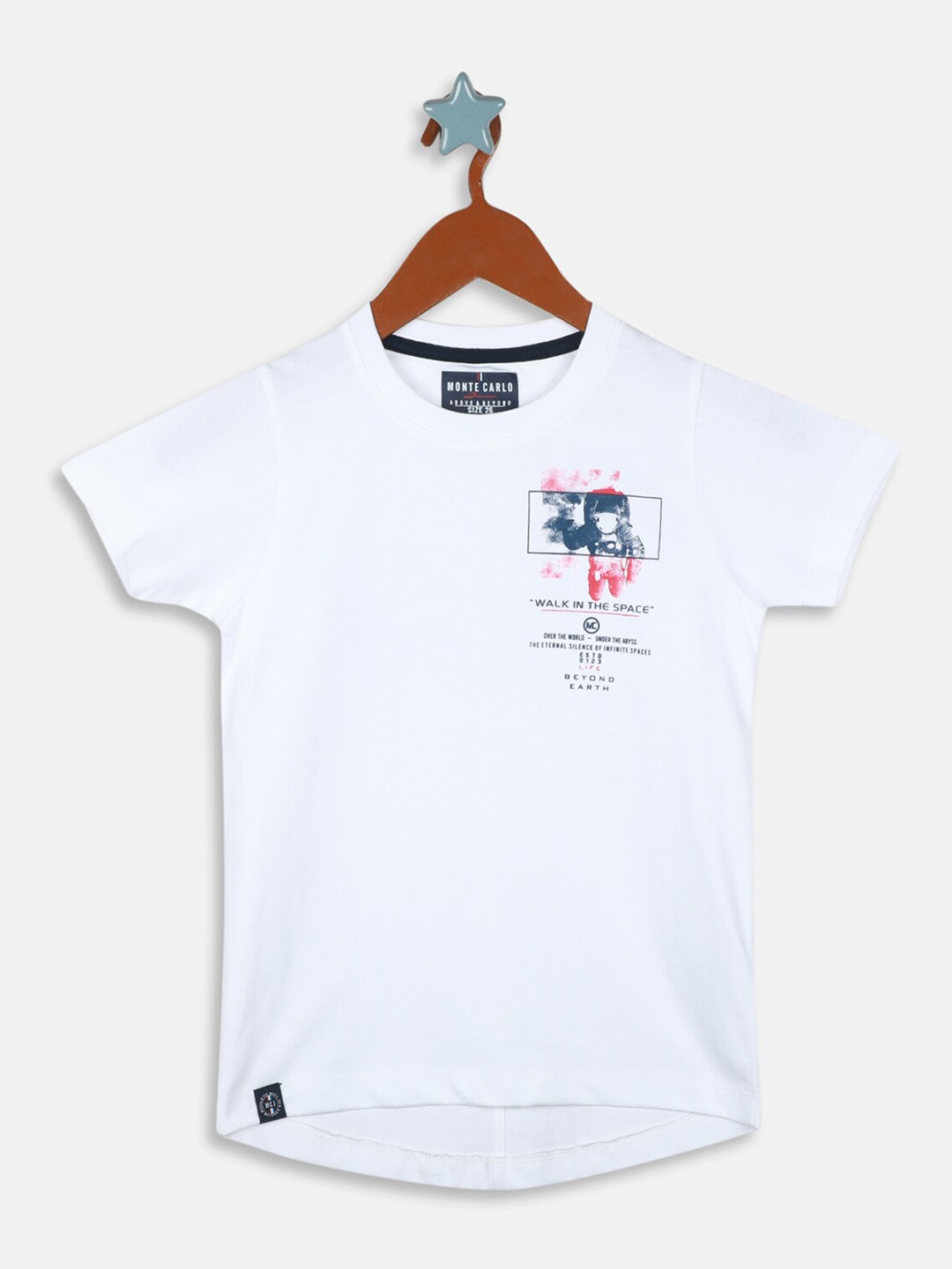 

Monte Carlo Boys Graphic Printed Pure Cotton T-shirt, White