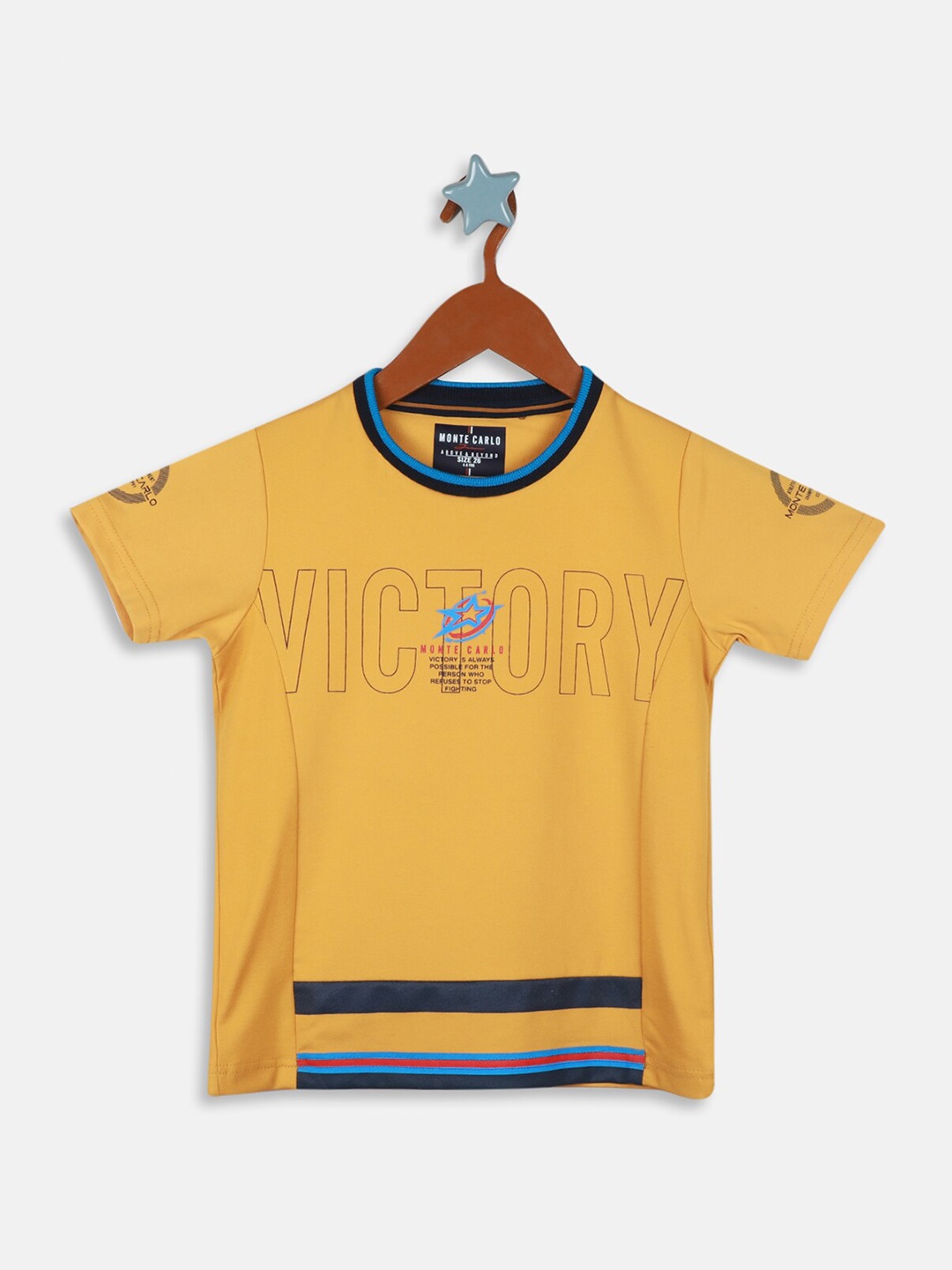 

Monte Carlo Boys Typography Printed Cotton T-Shirt, Yellow