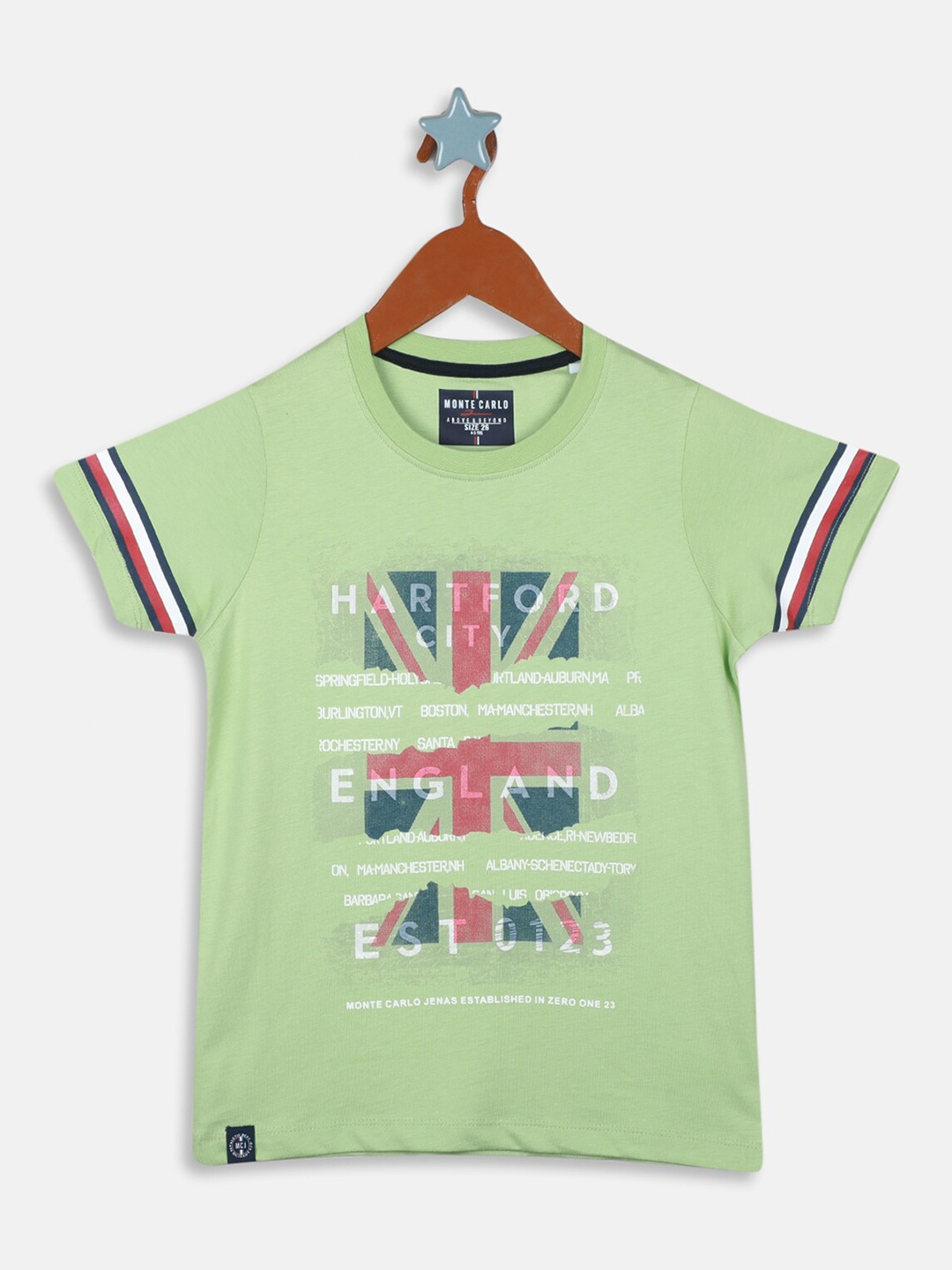 

Monte Carlo Boys Graphic Printed Cotton T-shirt, Green