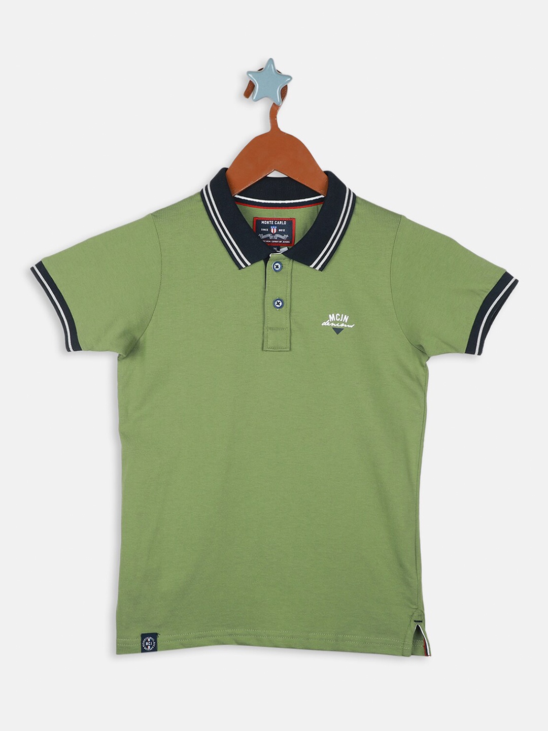 

Monte Carlo Boys Polo Collar Pure Cotton T-shirt, Green