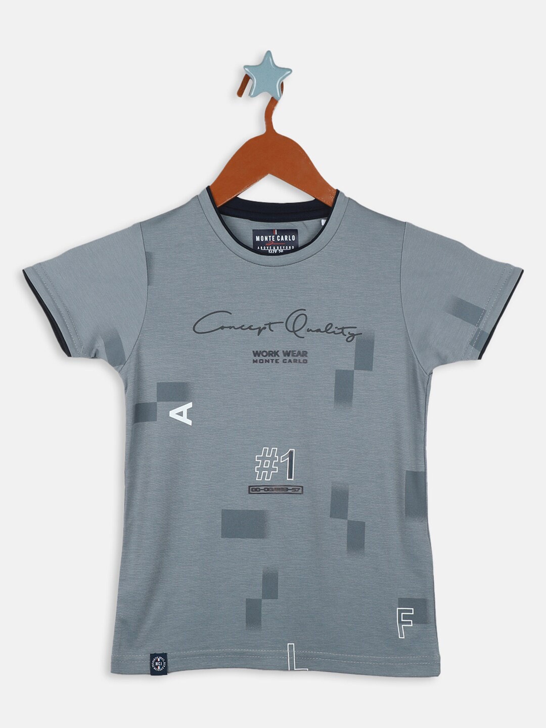 

Monte Carlo Boys Typography Printed Cotton T-shirt, Grey