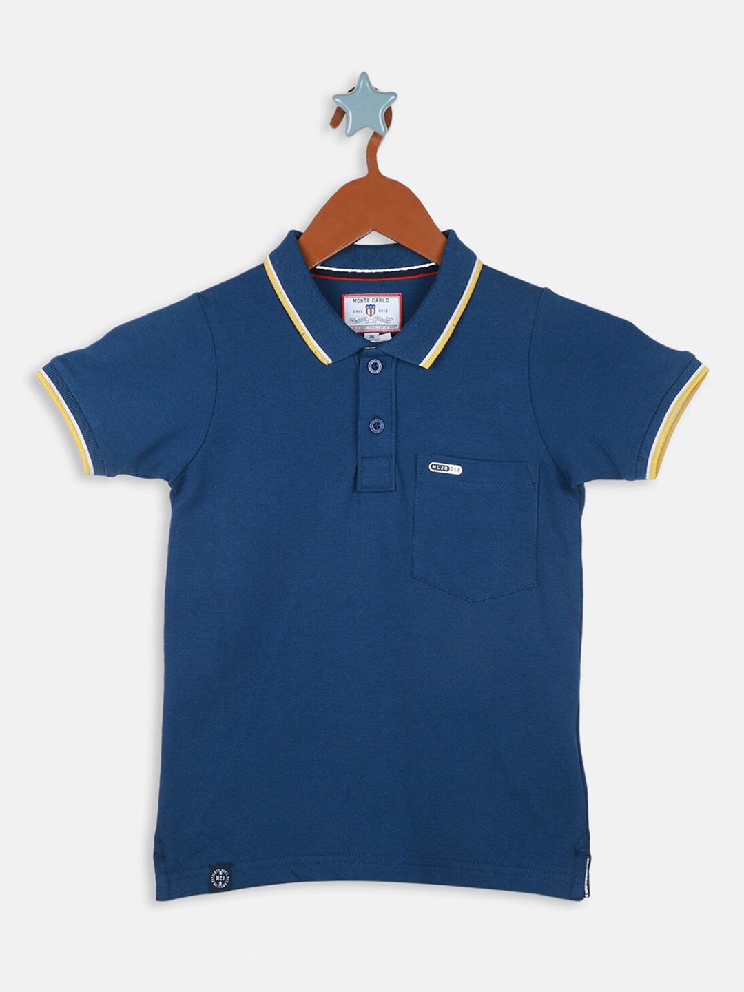 

Monte Carlo Boys Polo Collar Cotton T-shirt, Blue
