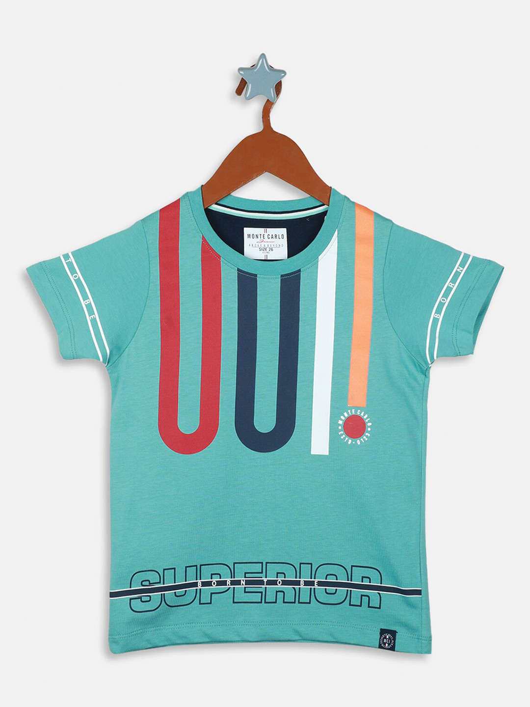 

Monte Carlo Teen Boys Graphic printed Round Neck Pure Cotton T-shirt, Teal