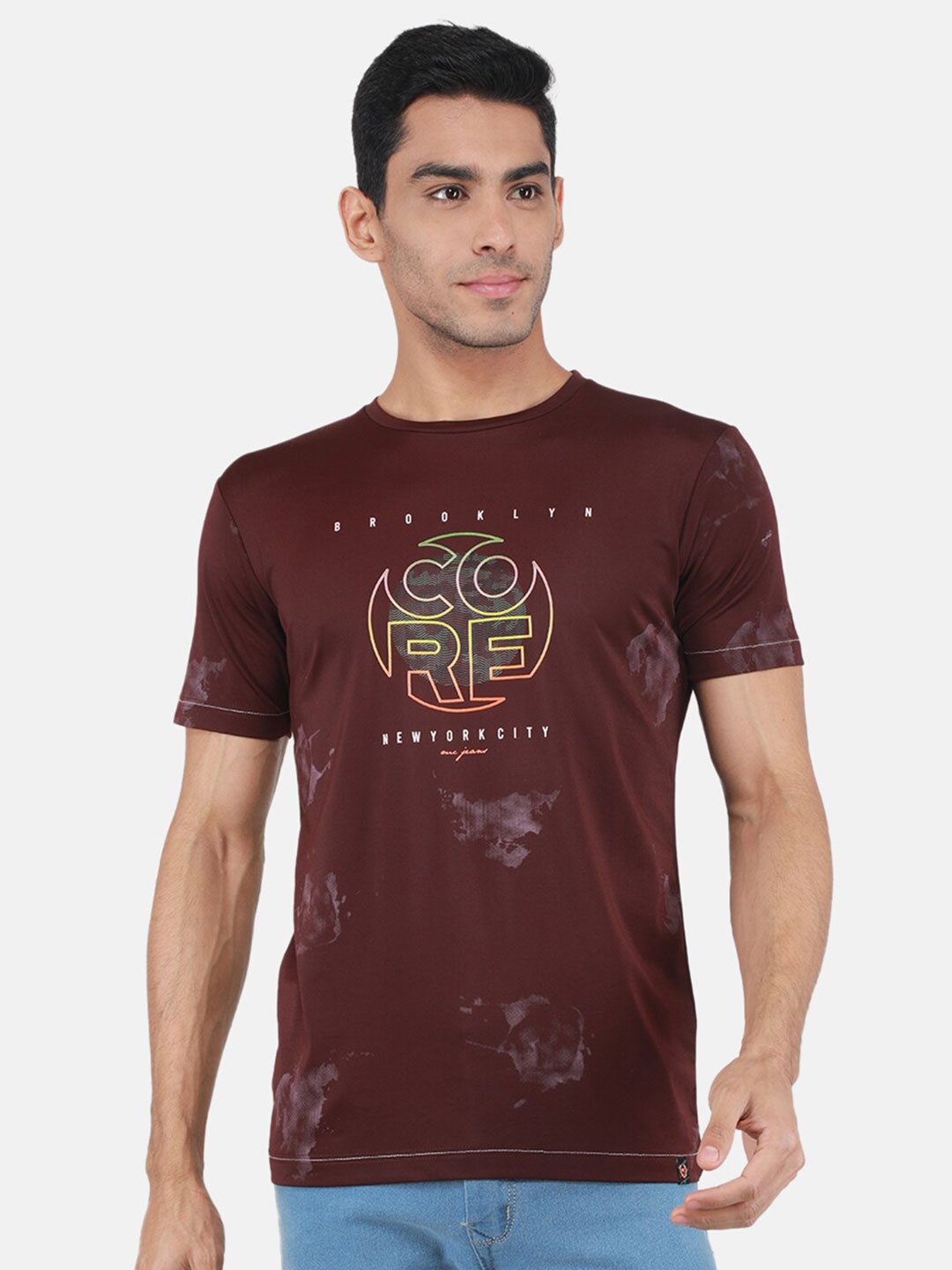 

Monte Carlo Typography Printed Round Neck T-shirt, Burgundy