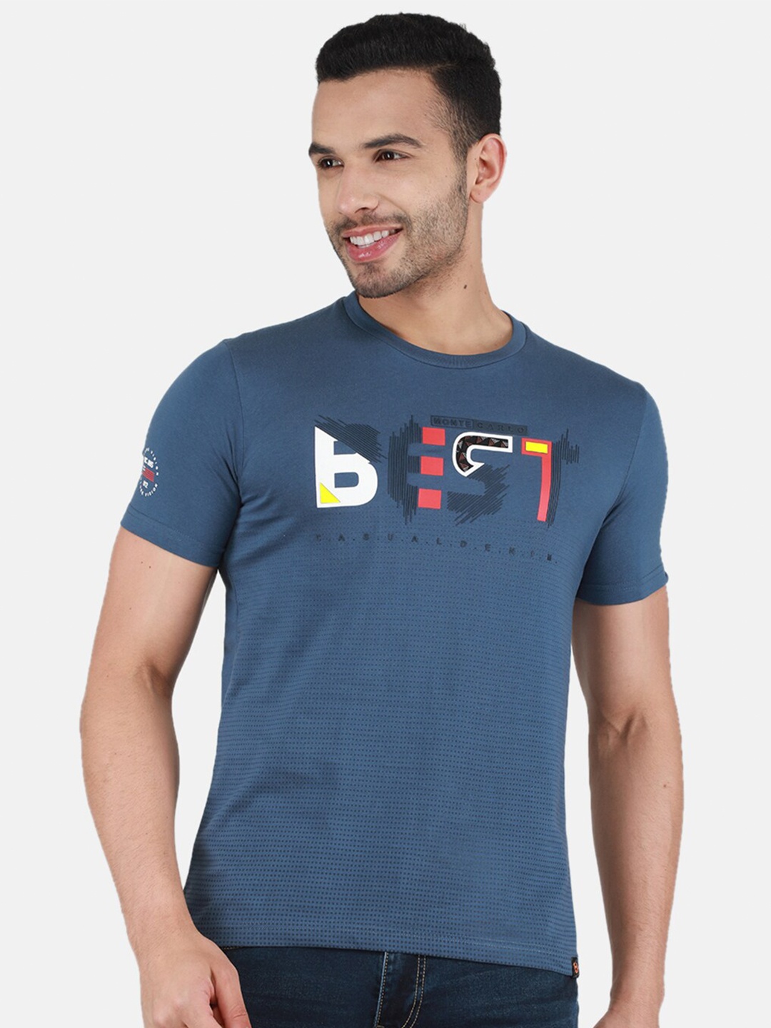 

Monte Carlo Typography Printed Round Neck T-shirt, Blue