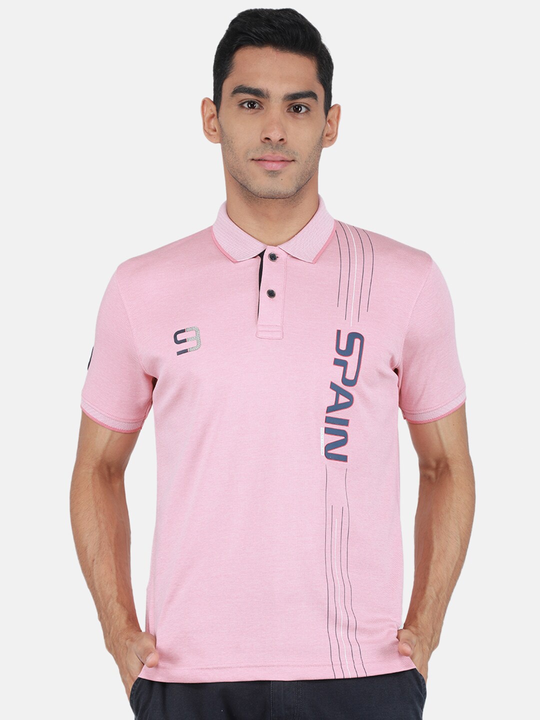 

Monte Carlo Typography Printed Polo Collar T-shirt, Pink