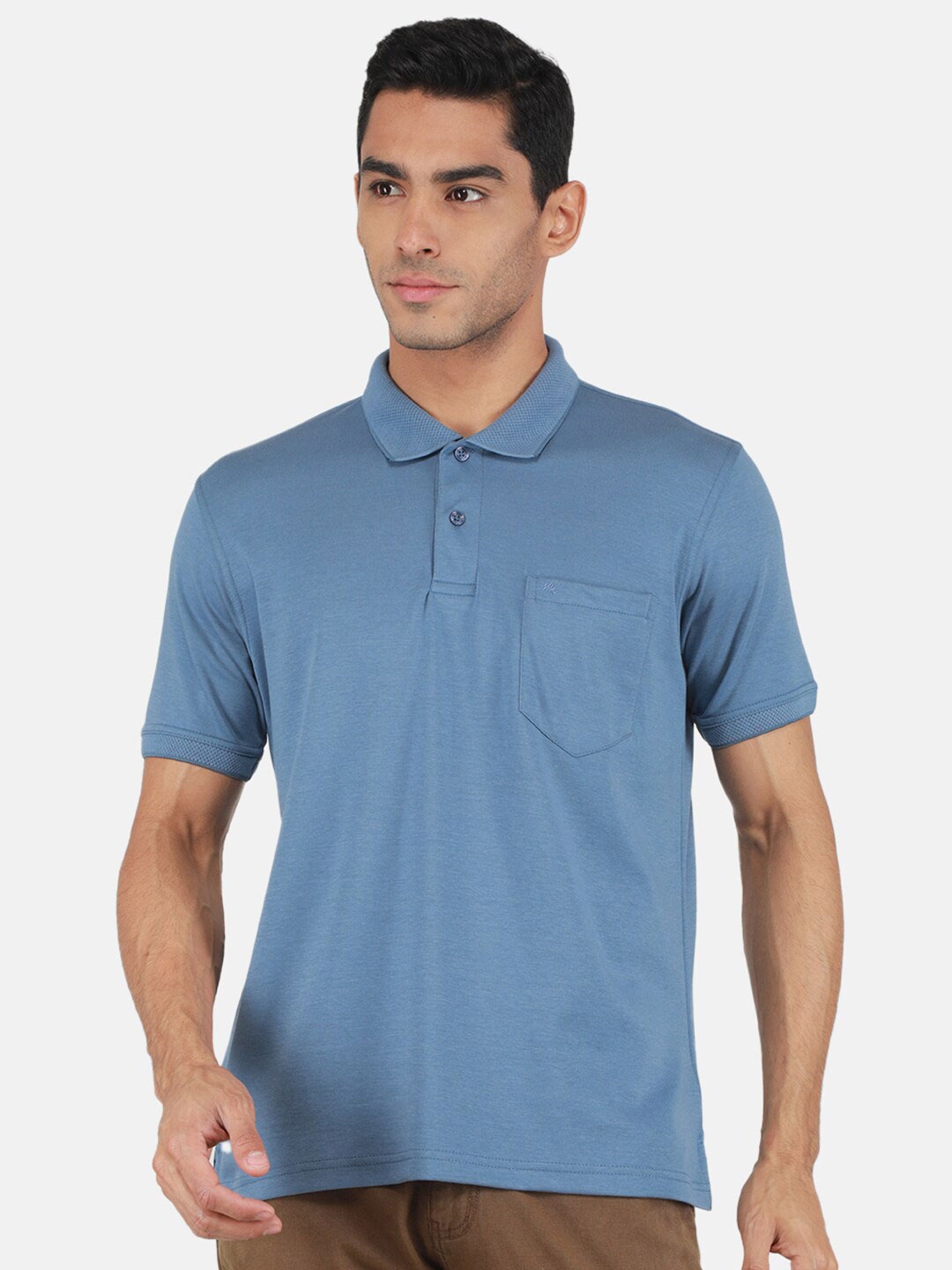 

Monte Carlo Polo Collar T-shirt With Pocket, Blue